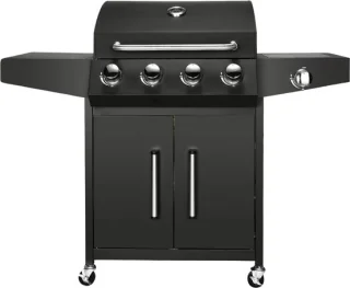 BBQ 5-in-1 gasbarbecue zwart met zijbrander