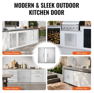 BBQ Dubbele Inbouwdeur 66 x 60,9 cm RVS Verticaal