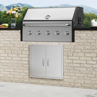 BBQ Dubbele Inbouwdeur 66 x 60,9 cm RVS Verticaal