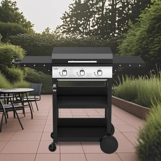 BIGHORN Plancha Grill Gasbarbecue 3 Branders Trolley