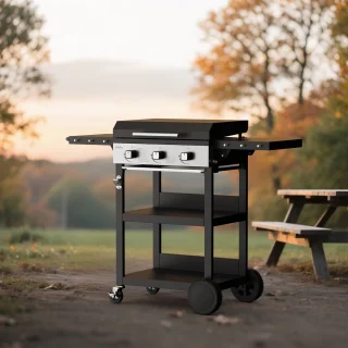 BIGHORN Plancha Grill Gasbarbecue 3 Branders Trolley