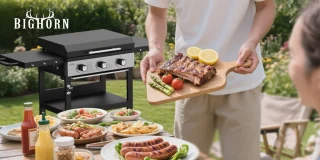 BIGHORN Plancha Grill Gasbarbecue 3 Branders Trolley