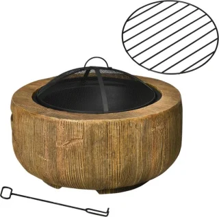 Bruine metalen vuurpot boomstam 61,5 bij 61,5 bij 39 cm