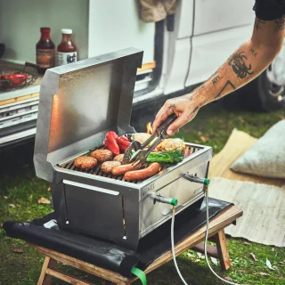 Burnhard Jones Inklapbare 2-Branders Gasbarbecue RVS