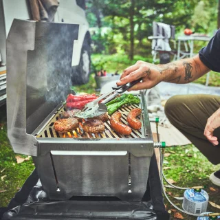 Burnhard Jones Inklapbare 2-Branders Gasbarbecue RVS
