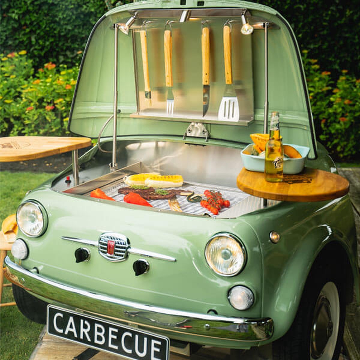 Wat vinden we goed aan de CARBECUE Vaalgroen Fiat 500 Grill
