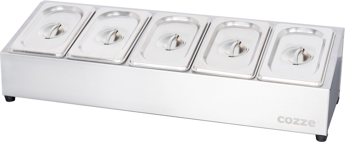 De Cozze Toppingstation 5 vakken RVS in één oogopslag
