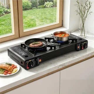 Dailygoods gasbarbecue met 2 branders - tafelmodel - draagbaar