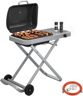 Draagbare gasbarbecue 1 brander met inklapbaar onderstel