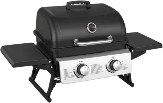 Draagbare gasbarbecue 2 branders zwart