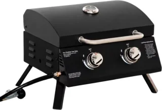 Draagbare gasbarbecue 2 branders zwart