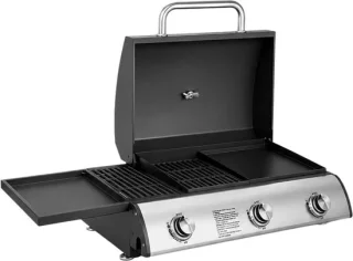 Draagbare gasbarbecue 3-pits zwart