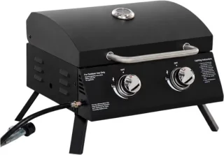 Draagbare gasbarbecue tafelmodel zwart – 2 branders 5 kw
