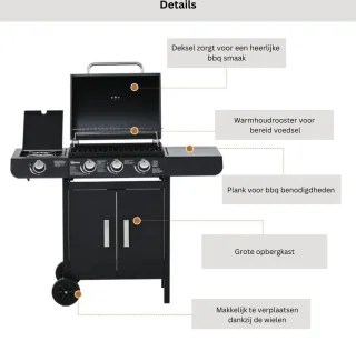 Gas BBQ Grill 110x50x100 cm