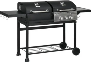 Gas- en Houtskoolbarbecue Grillwagen voor Buitenkeuken en Camping