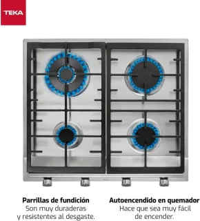Gas inbouwkookplaat 60 cm - 4-pits