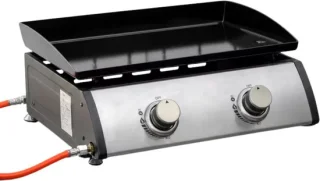 Gas tafelbarbecue 2 branders 5x46x21 cm zwart – 48,6 kW vermogen met antiaanbakplaat