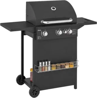 Gasbarbecue 3+1 branders zwart staal 9,5 kW