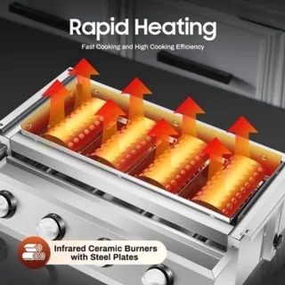 Gasbarbecue 4 branders - RVS - zilver - LPG-aansluiting