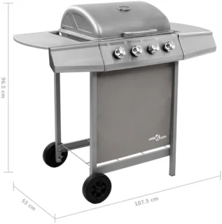 Gasbarbecue 4 branders zilverkleurig