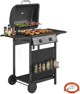 Gasbarbecue Grillwagen 2 Branders Zwart