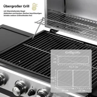 Gasbarbecue met 4+1 rvs branders en thermometer