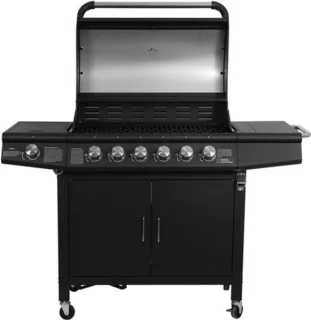 Gasbarbecue met zijbrander en 6 roestvrijstalen branders