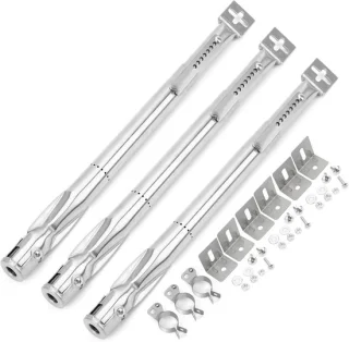 Gasbarbecuebranders van rvs, 3 stuks, verstelbaar van 36 tot 50 cm