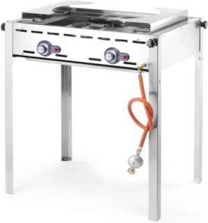 HENDI Green Fire barbecue 2 branders gietijzeren bakplaat