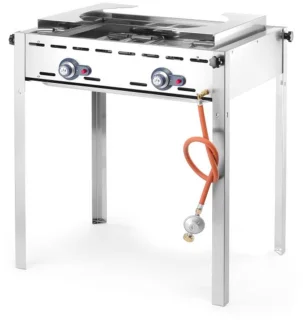 HENDI Green Fire barbecue 2 branders gietijzeren bakplaat