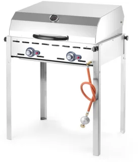 HENDI Green Fire barbecue 2 branders gietijzeren bakplaat