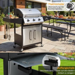 HomebyNicole Gasbarbecue 3 Branders Grillwagen
