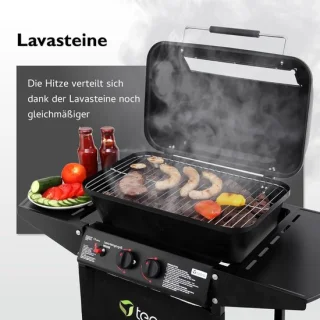 House&Garden gasbarbecue grillwagen met lavasteen 2 branders