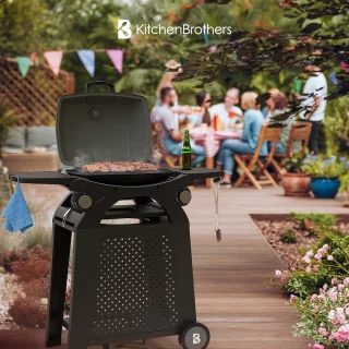 KitchenBrothers Gas BBQ 2 Branders Staand & Tafelmodel Zwart