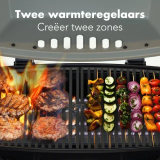 KitchenBrothers Gas BBQ 2 Branders Staand & Tafelmodel Zwart