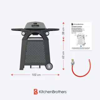 KitchenBrothers Gas BBQ 2 Branders Staand & Tafelmodel Zwart