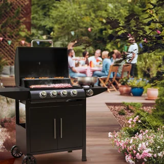 KitchenBrothers Gas BBQ 5 Branders Zwart