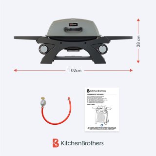KitchenBrothers Gas BBQ Tafelmodel 37x48 cm Zwart