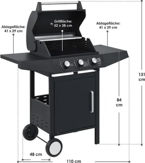 Louisiana Gasbarbecue 3 Branders Zwart