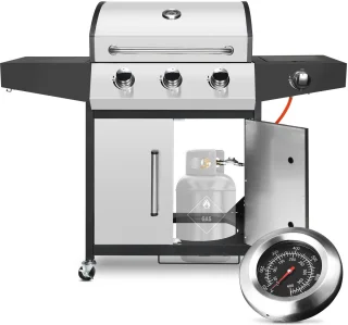 Luxe Gasbarbecue 3+1 Branders Roestvrij Staal met Zijbrander en Gietijzeren Roosters