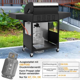 Luxe Gasbarbecue 3+1 Branders Roestvrij Staal met Zijbrander en Gietijzeren Roosters