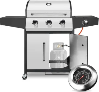 Luxe Gasbarbecue 3+1 Branders Roestvrij Staal met Zijbrander en Gietijzeren Roosters