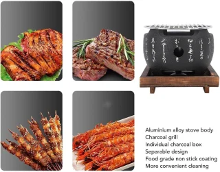 Mini Draagbare Japanse Houtskool BBQ - Ronde Tafelgrill
