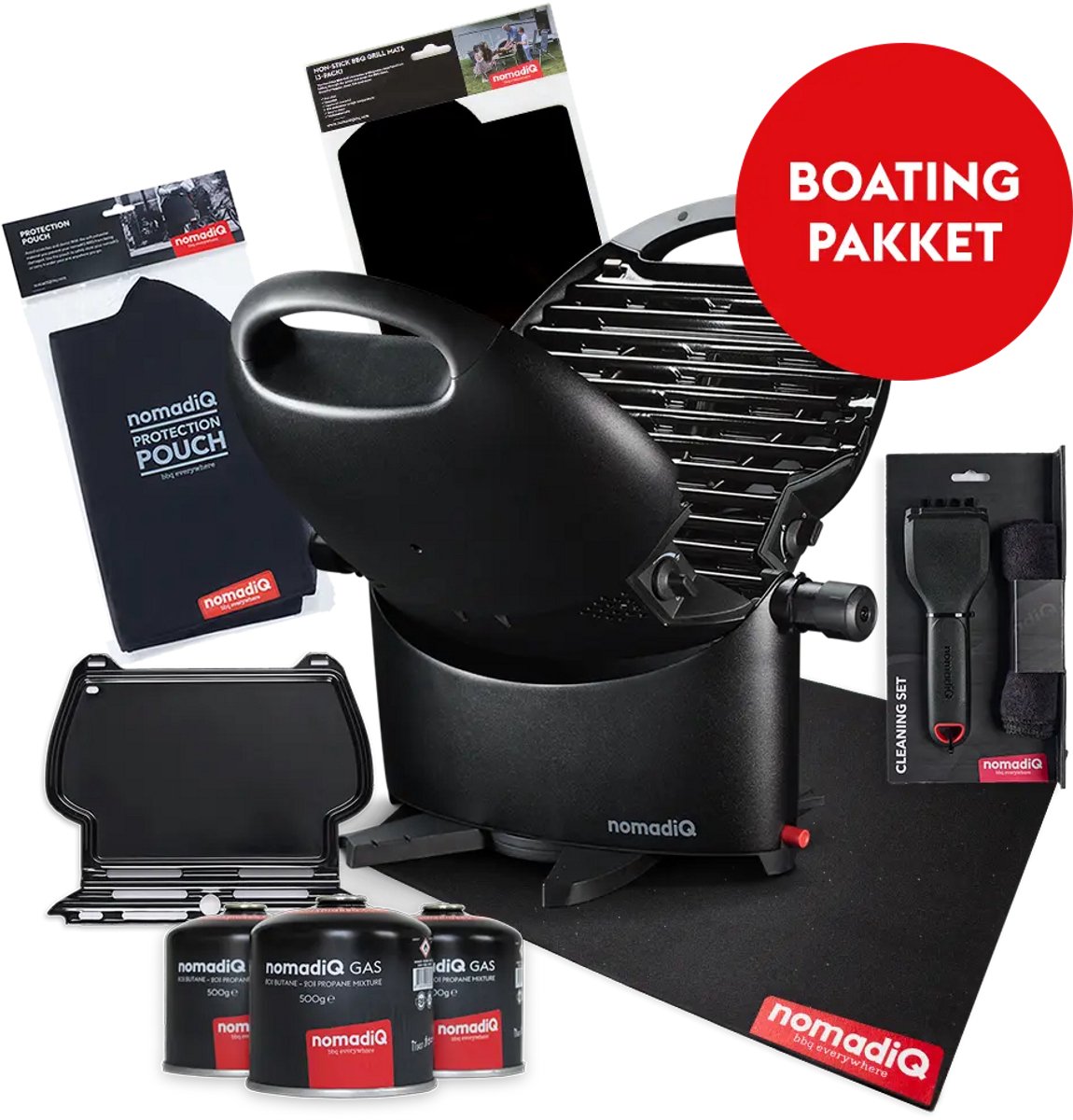 De nomadiQ BOATING gasbarbecue pakket in één oogopslag