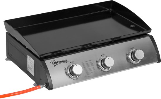 Outsunny Gasbarbecue RVS 63x48x21 cm Zwart