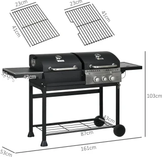 Outsunny Gasbarbecue RVS Zwart