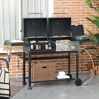 Outsunny Gasbarbecue RVS Zwart