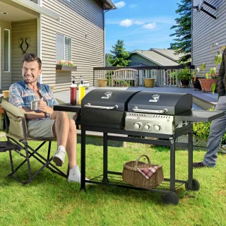 Outsunny Gasbarbecue RVS Zwart