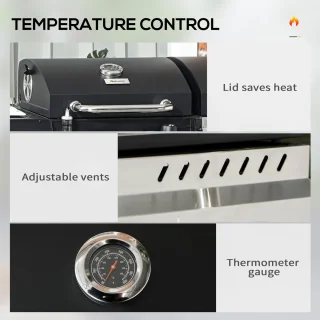 Outsunny Gasbarbecue RVS Zwart