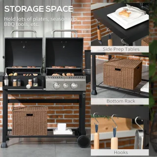 Outsunny Gasbarbecue RVS Zwart